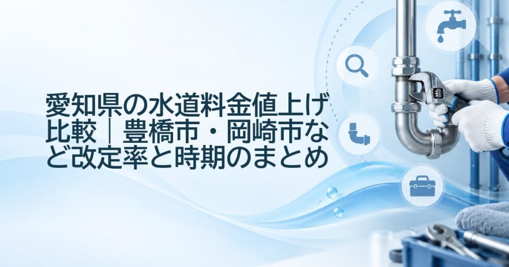愛知県の水道料金値上げ比較|豊橋市・岡崎市など改定率と時期のまとめ