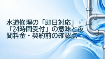 水道修理の「即日対応」「24時間受付」の意味と夜間料金・契約前の確認点