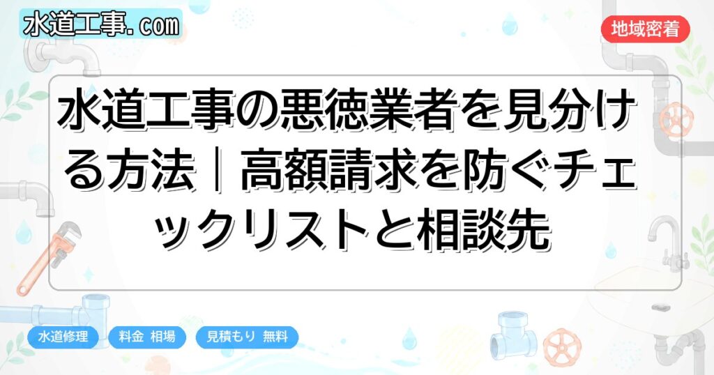 水道工事の悪徳業者を見分ける方法｜高額請求を防ぐチェックリストと相談先