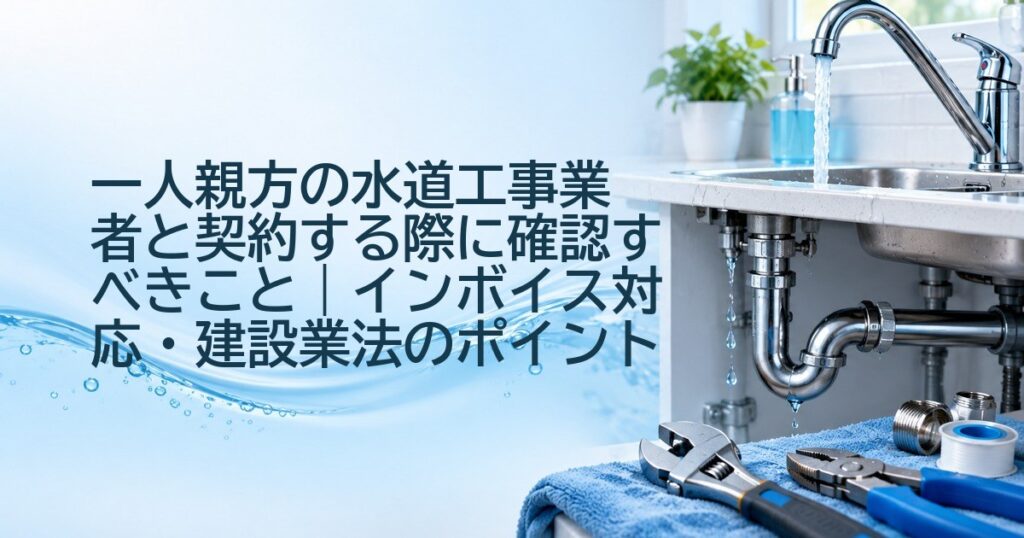 一人親方の水道工事業者と契約する際に確認すべきこと|インボイス対応・建設業法のポイント