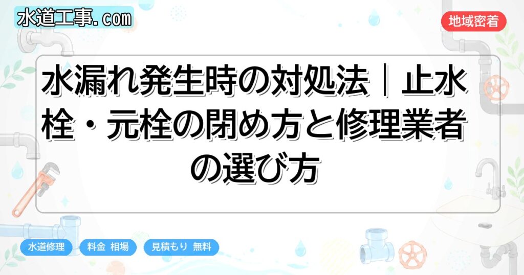 水漏れ発生時の対処法|止水栓・元栓の閉め方と修理業者の選び方