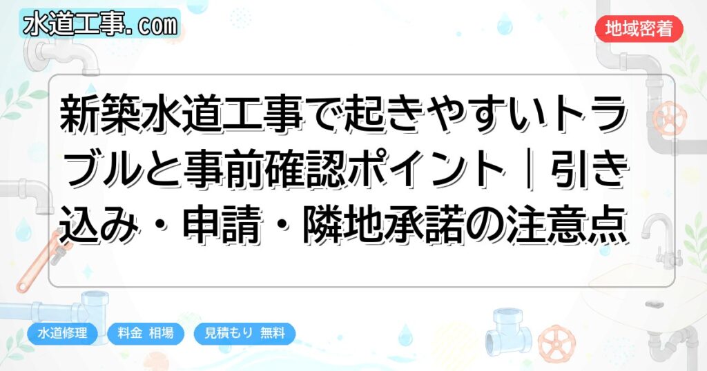 新築水道工事で起きやすいトラブルと事前確認ポイント｜引き込み・申請・隣地承諾の注意点