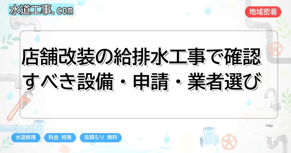 店舗改装の給排水工事で確認すべき設備・申請・業者選び