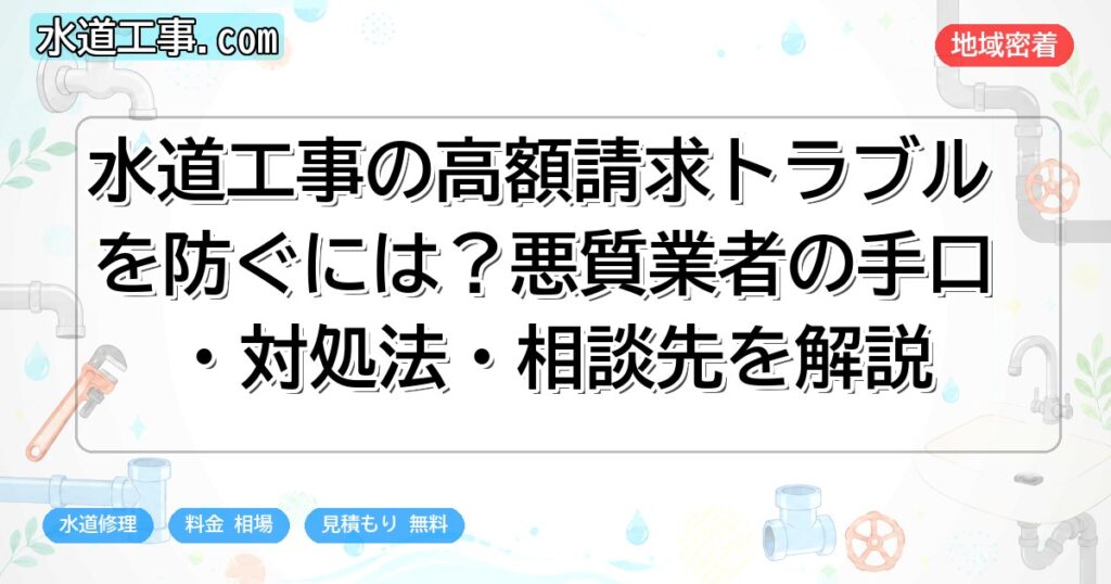 水道工事の高額請求トラブルを防ぐには?悪質業者の手口・対処法・相談先を解説