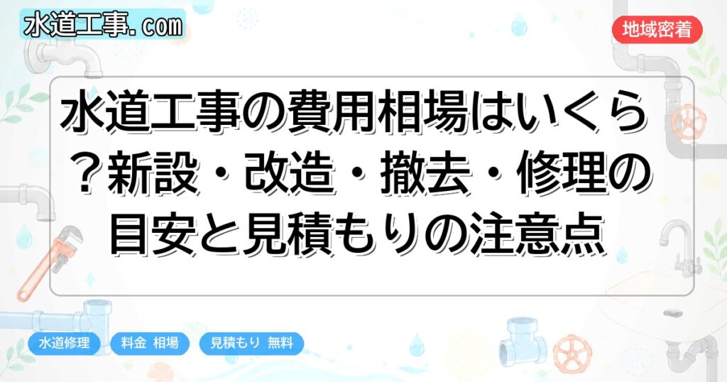 水道工事の費用相場はいくら?新設・改造・撤去・修理の目安と見積もりの注意点