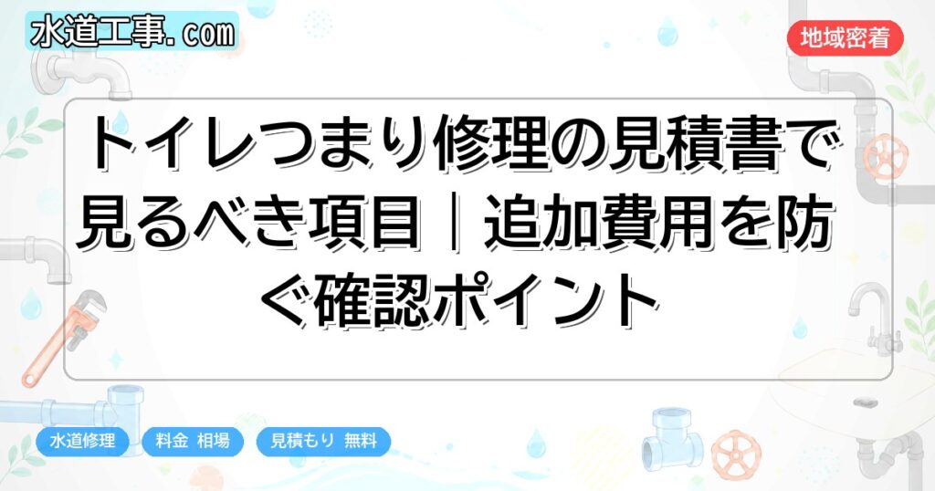 トイレつまり修理の見積書で見るべき項目|追加費用を防ぐ確認ポイント