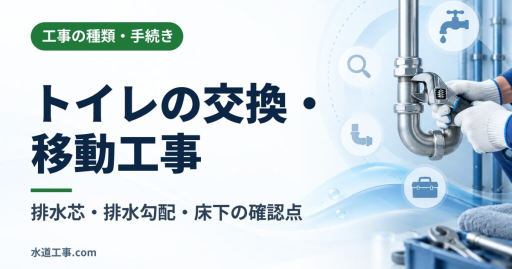 トイレの交換・増設・移動で必要な水道工事|排水芯・排水勾配・床下の確認点