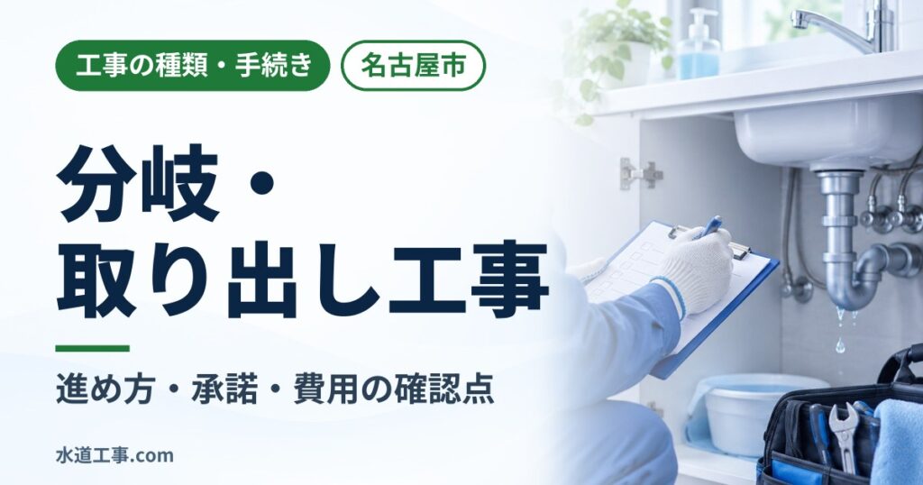 水道管の分岐工事・取り出し工事とは?名古屋市の進め方・承諾・費用の確認点